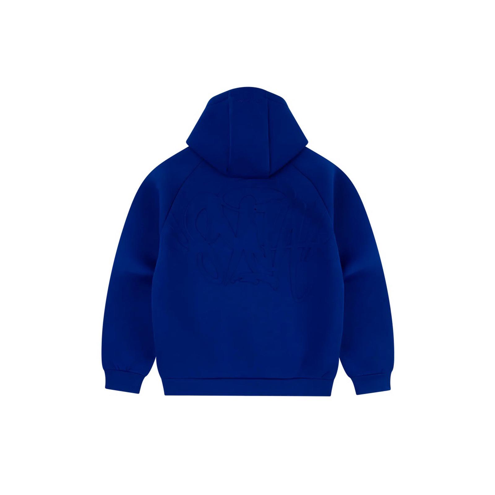 

SYNAWORLD Men s Black Neoprene Embossed Hooded Jacket - Trendy Outerwear M синій