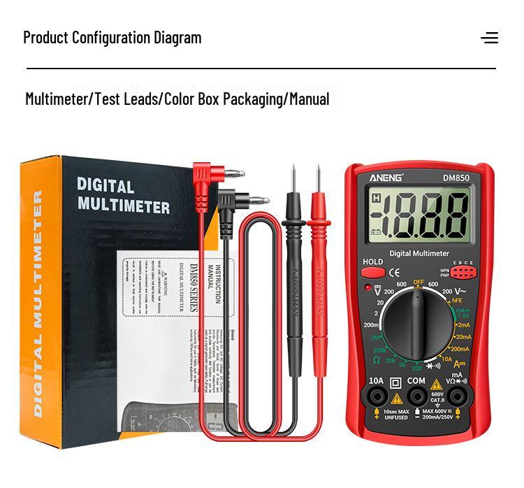 ANENG DM850 High Precision Digital Multimeter for Electricians – Portable and Multifunctional Display Universal Meter.