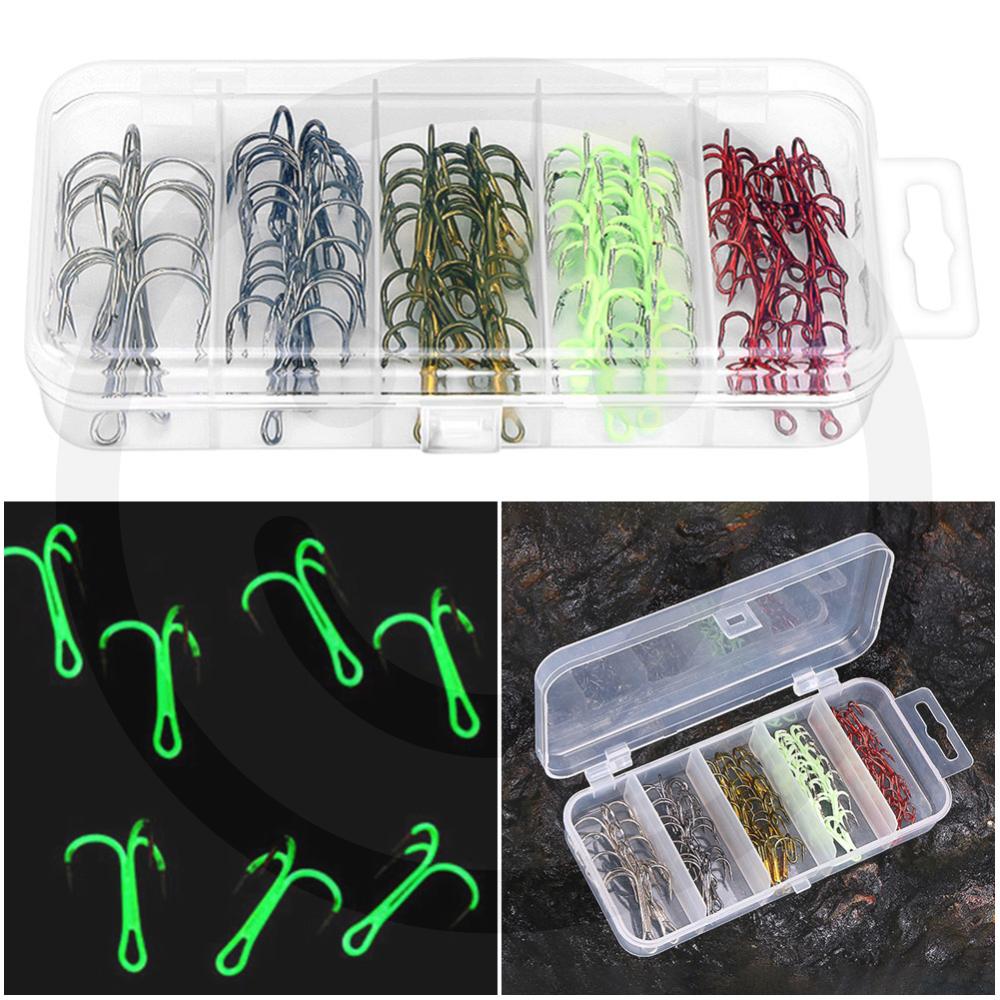 High Carbon Steel Treble Hook 5 Colors Barbed Sharp Triple Hook Lure Treble Hook for Saltwater Freshwater Fishing China Mainland