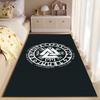 Area Rug, Viking Runic Compass Vegvisir White Black Rune Circle Poster, Living Room Decor, Non-Slip Mat