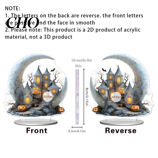 Candlelight Ornaments Halloween 2D Acrylic Flat Ghostly Decoration Spooky Night Light Decorations for Desk Home Office Cafe Transparent