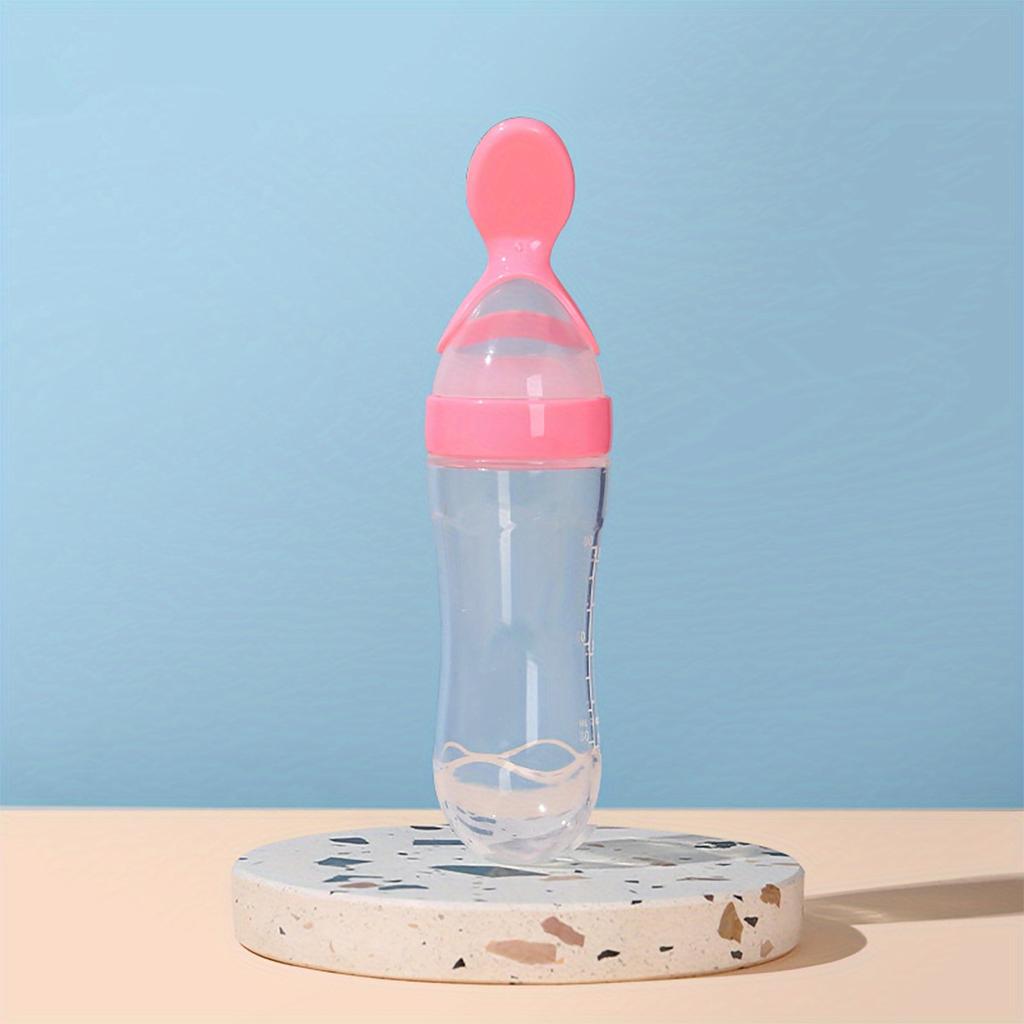 90ml/3oz Baby Silicone Spoon Feeder, Rice Paste Silicone Bottle & Spoon Set, Squeeze Food Feeder for Outside and Home Easter Gift