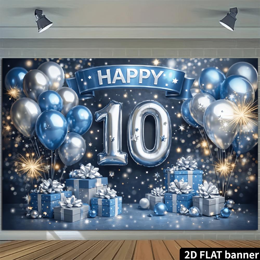 2D 10th Anniversary Celebration Banner Background - Blue and Silver Theme 10th Anniversary Celebration Background Polyester