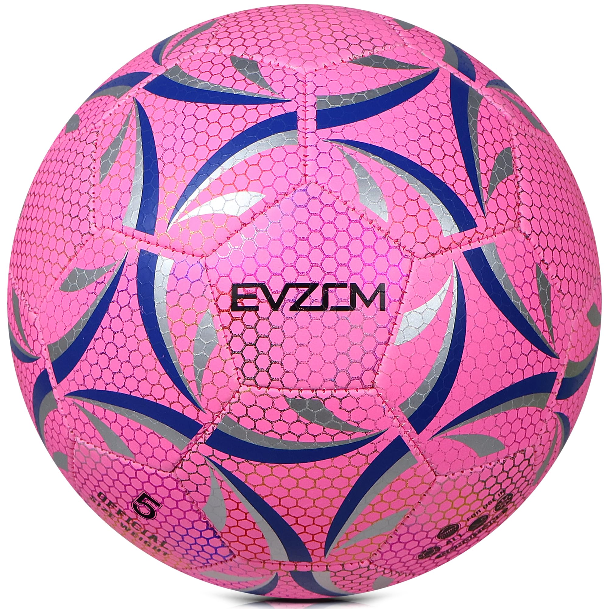 

EVZOM Soccer Size for and Standard Ball for and Indoor and Outdoor Use Glow-in-the-Dark Ball, 5, Teens, Kids, Boys, Girls, Adults; School, League,