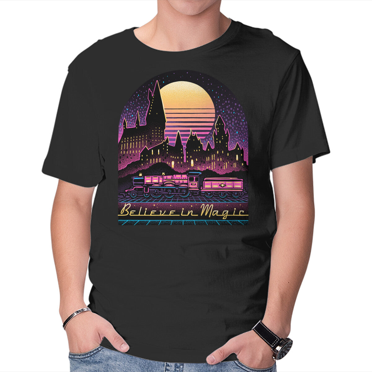 Unisex Crew Neck T-Shirt Believe In The Magic Graphic Short Sleeve Casual Tee XXXXL