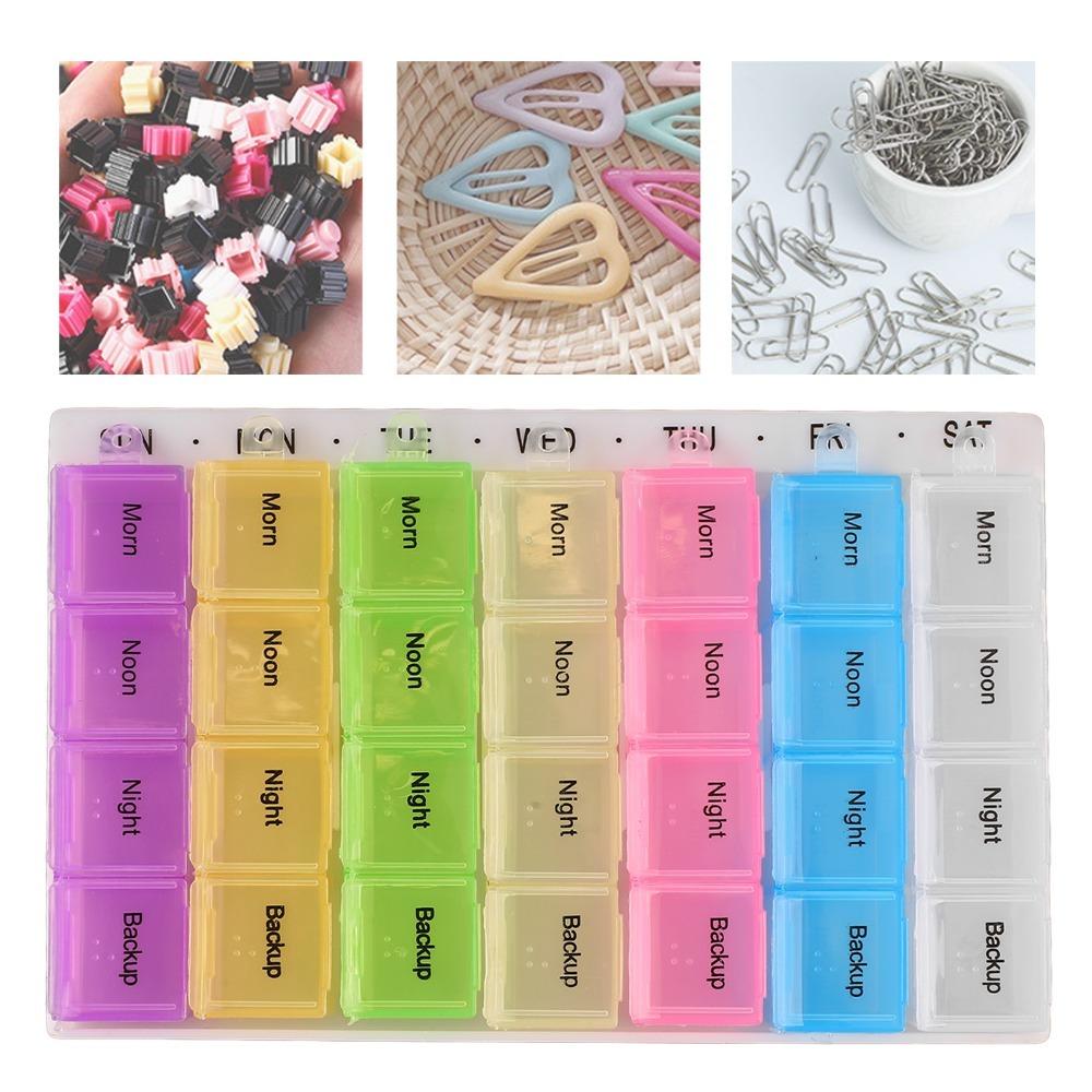 8pcs 28 Compartments Weekly Tablet Organizer Removable Transparent Pill Organizer Case Home Storage