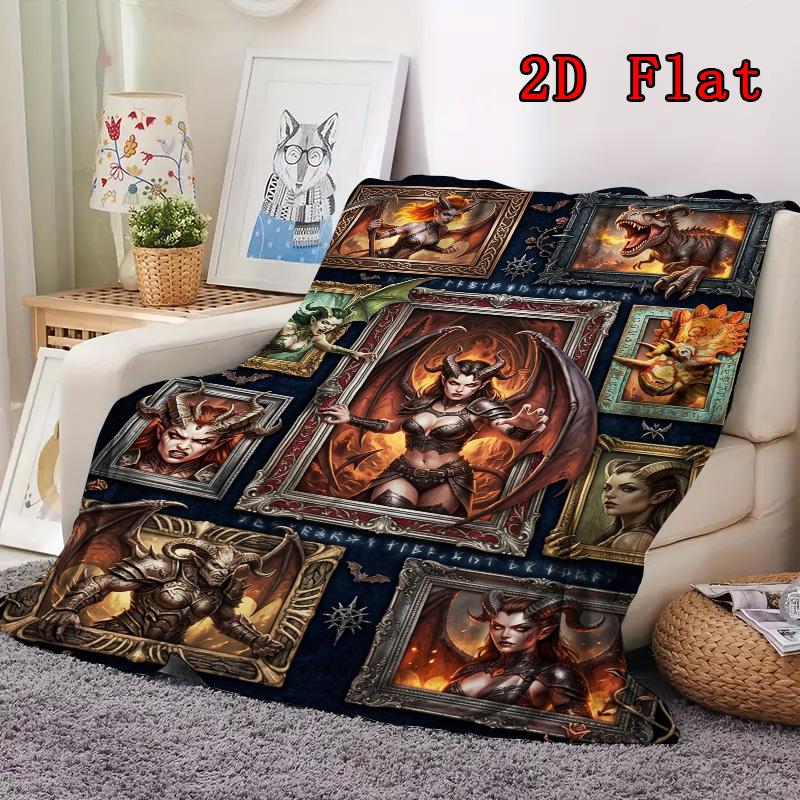 Dark Fantasy Portraits 2D Flat Pattern Flannel Blanket, High Quality All Seasons, Home Decor, Warmth and Comfort, Perfect for Christmas Gifts.