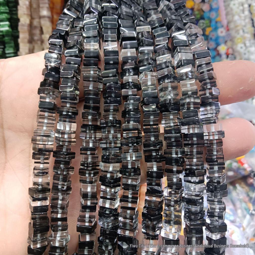 Nepal Kolorowe Kwadratowe Szklane Koraliki 6x3mm do Biżuterii DIY