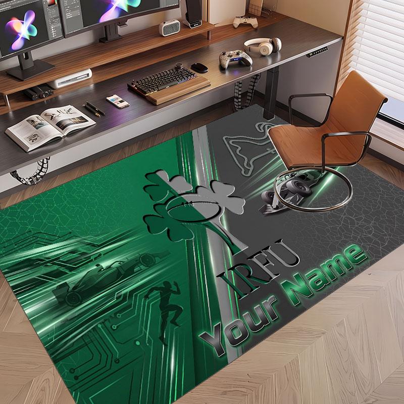 Custom Rug Ireland Rugby Pattern Print Name Text Soft Non‑Slip Floor Carpet for Home Indoor Decoration