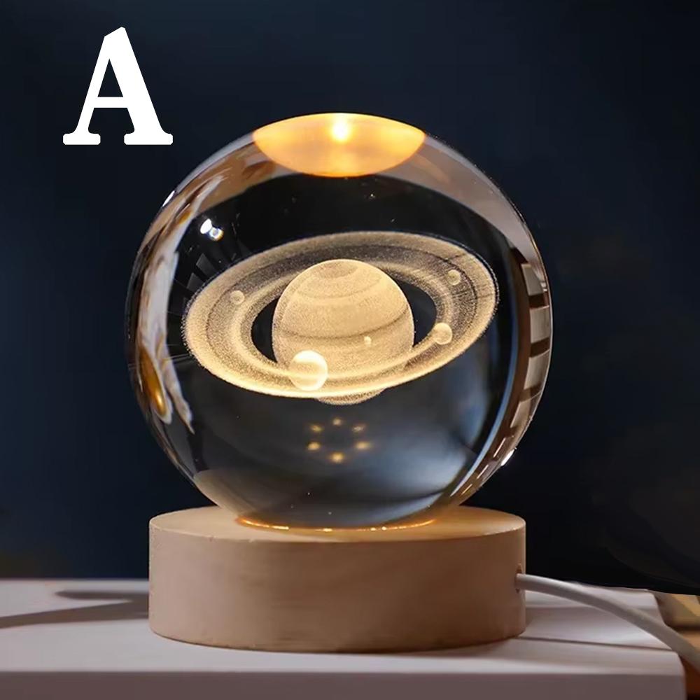 LED Night Light Solar System Galaxy Crystal Ball Table Lamp - Luminous Planet Bedside Lamp, An Ideal Gift For Astronomy Enthusia