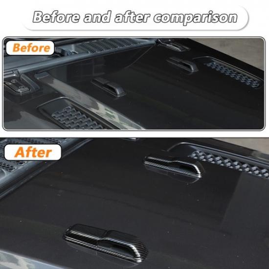 Exterior Engine Hood Hinge Cover Trim For Jeep Wrangler JL JT 2018+ Carbon Fiber