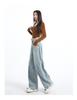 Women's 2025 Autumn/Winter High-Waisted Embroidery Wide-Leg Floor-Length Jeans
