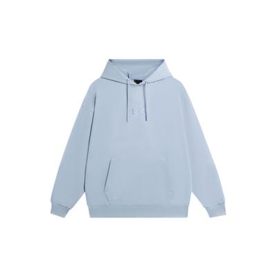 Li Ning Sports Fashion Series Solid Color Loose Fit Hooded Pullover Long Sleeve Sweatshirt Unisex Sweatshirt Mist-Blue AWDR498-12