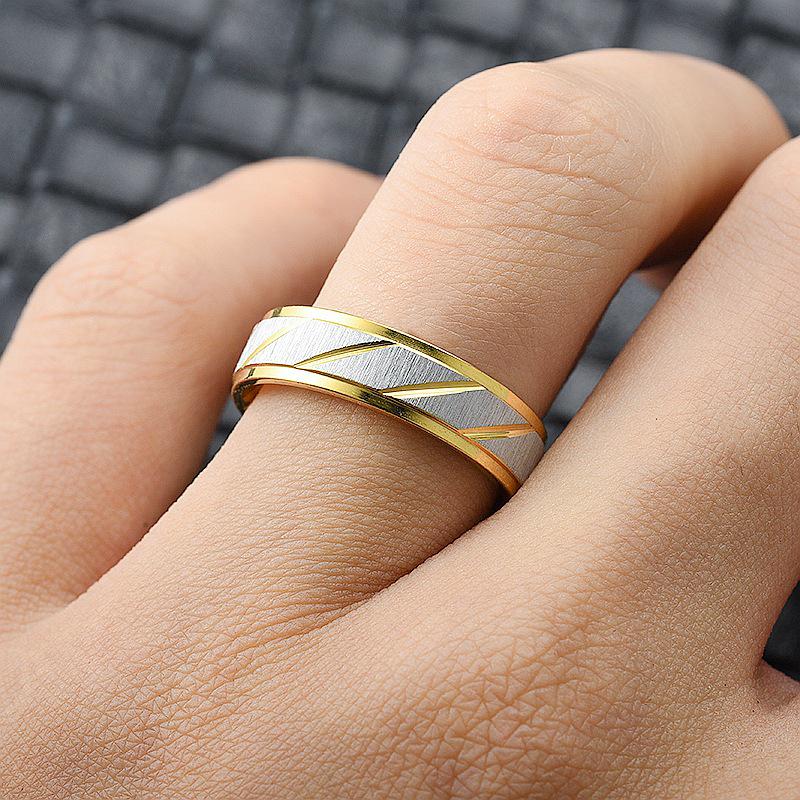 Korean Style Twill Titanium Steel Ring: 18K Gold Plated Couple & Pinky Rings, Trendy Hand Jewelry