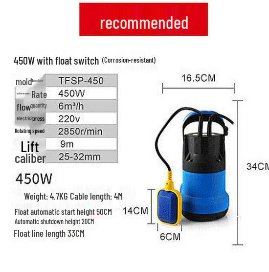 Pompă submersibilă silențioasă compactă, rezistentă la acizi și alcali, rezistentă la coroziune, cu înălțime mare de pompare și aspirație inferioară