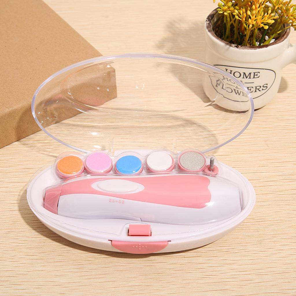 6 in 1 Electronic Baby Nail Clipper File Safe Grinding Heads Nail Trimmer Set for Newborn Manicure