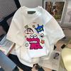 Summer Crayon Anime Cartoon Printing Pure Cotton Short Sleeves Unisex Womens Japanese Style Heavy Fit LooseFit Half Sleeve TShir