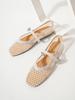 Round head fishing net grid hollow Mary Jane single shoes women go out in the summer of 2025 new sandals breathable sandals