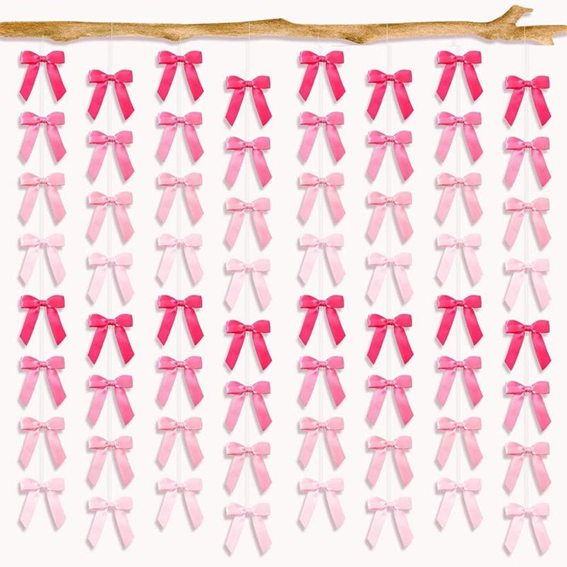 Cute Bow Garland Ornament Birthday Party Decorations Ribbon Bow Hanging Wreath Curtain for Wedding Coquette Bridal Shower