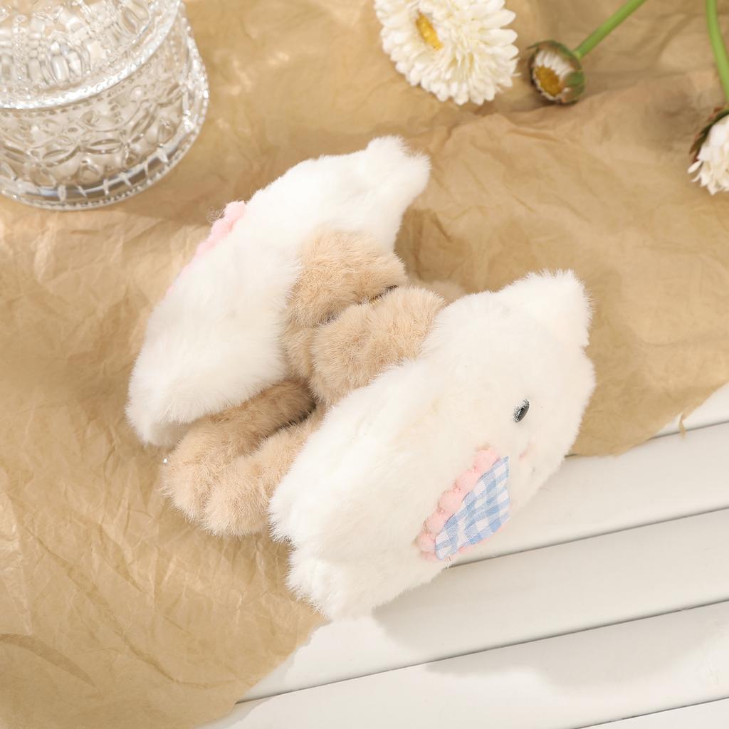 Bib Rabbit Clip Claw Hairpin Cute Plush White Hair Claw For Women Korean Hairpin Festival New Year Hair Clip Accessories