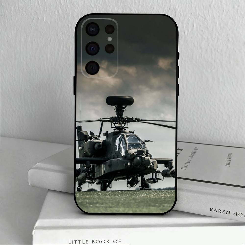 Apache AH-64 Helicopter G-Gunships Phone Case For Samsung S25,24,23,22,30,21,10,9,Ultra,Plus,Lite,FE,4,5 G Soft Black Case