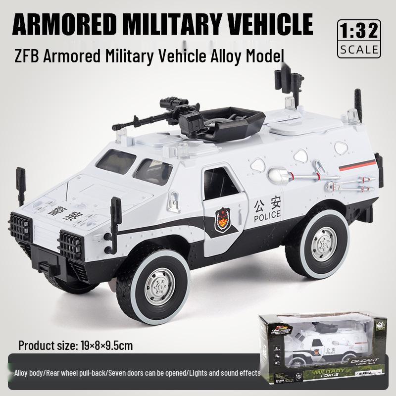1:32 Pull-Back Alloy Police Car Toy with Lights & Sound – Six-Opening Doors for Kids