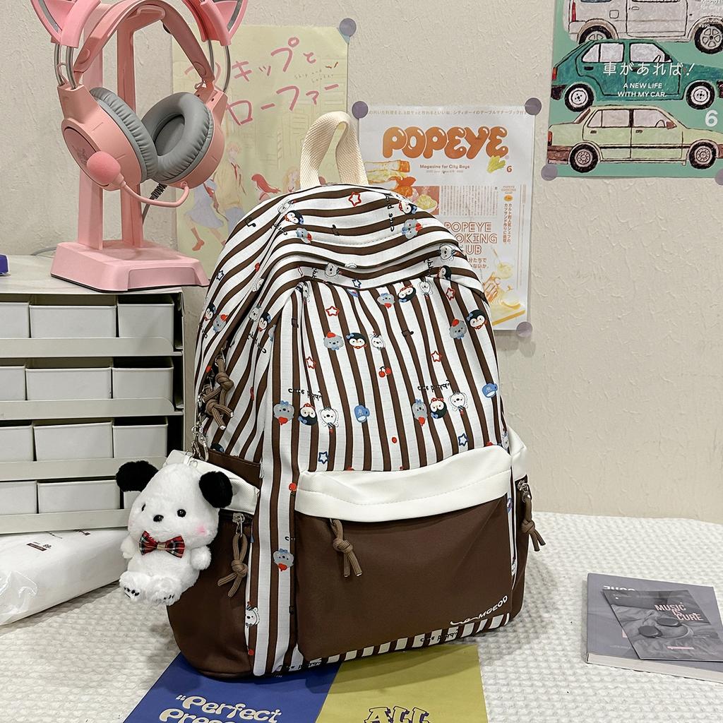 Schoolbag Korean Version of High-value Backpack for Women's Simple and Versatile Large-capacity Mori Sweet Junior High School Students Lightweight 