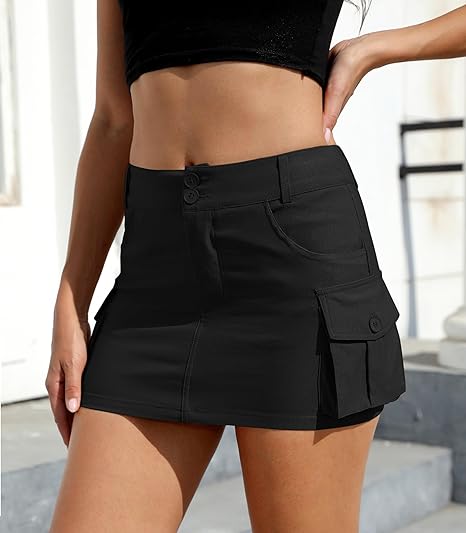 Dámská cargo sukně Y2k s nízkým pasem na knoflíky bodycon Denim Mini sukně s kapsami s klopou
