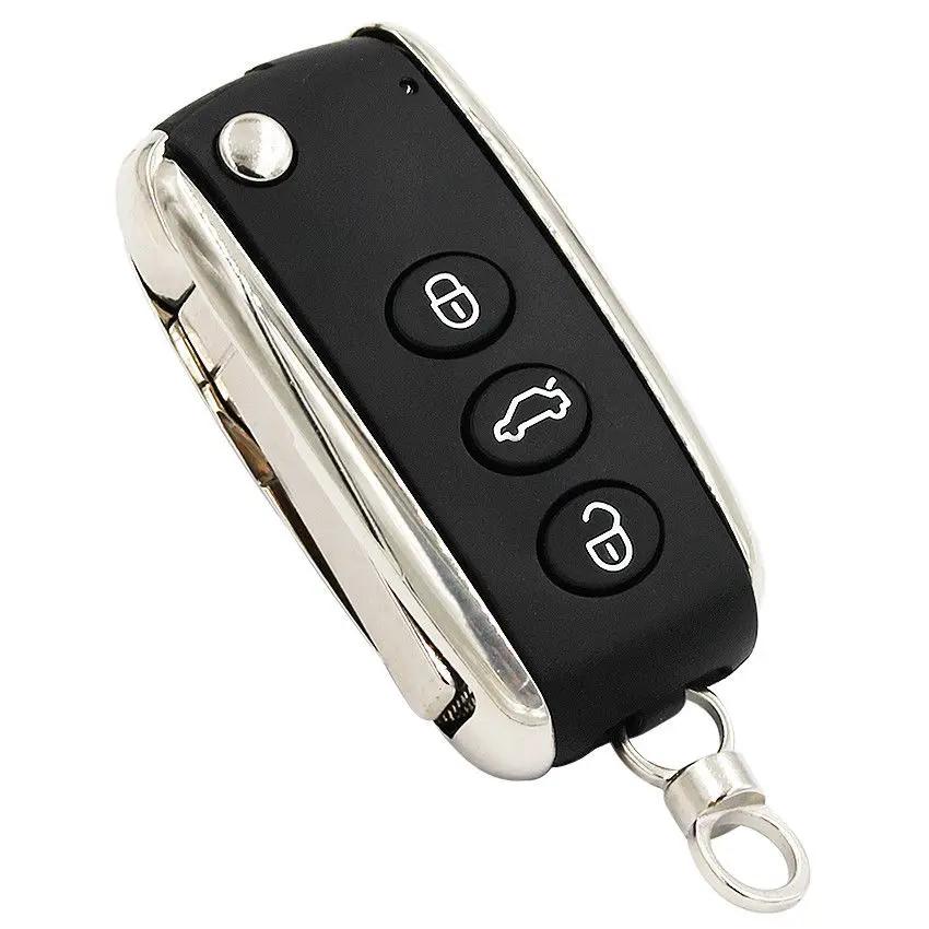 3 Button Flip Folding Remote Key Shell For Bentley Mulsanne Hurtling Gt Auto Car Key Case