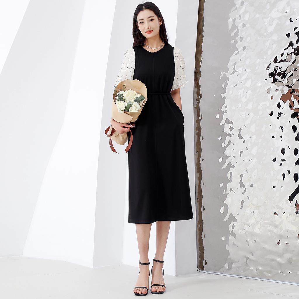 Summer Slimming A-line Dress Temperament Commuting Mid Length Skirt