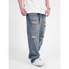Wassup Ripped Jeans for Men, Summer Thin Style, American High Street Vintage Straight-Leg Long Pants, Versatile Trendy Brand