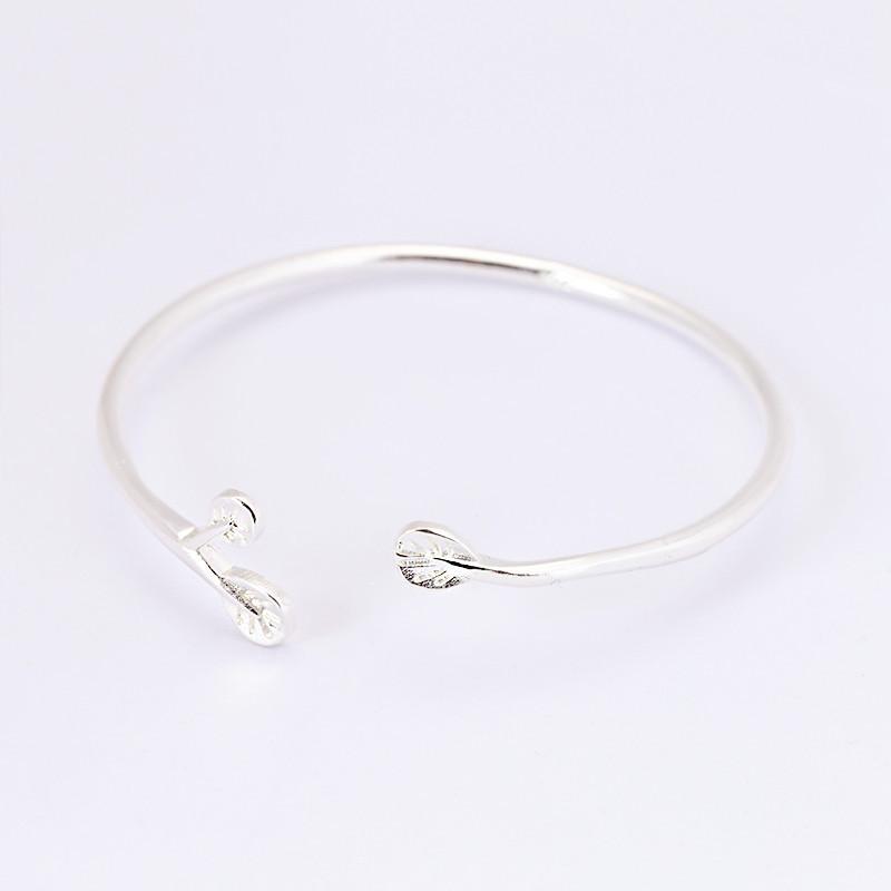 Simple And Elegant Leaf Fashion 925 Sterling Silver Olive Leaf Opening Bracelet  TYB596