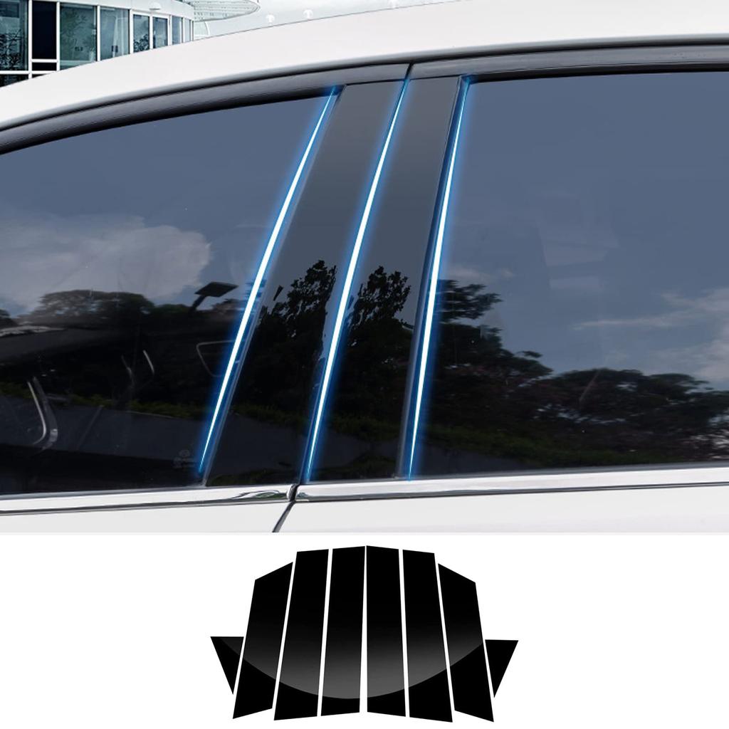 Fucaten Pillar Garnish Set for Mazda 3 Sedan 2019 and Including Side Visors and Protective Covers 8-Piece (May Later), B-Pillar (Piano Black)