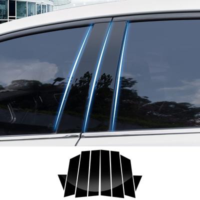 Fucaten 8-Piece Pillar Garnish Set for Toyota Prius 50 Series PHV (December 2015 - January 2023) - Side Visor Protectors (Piano Black)