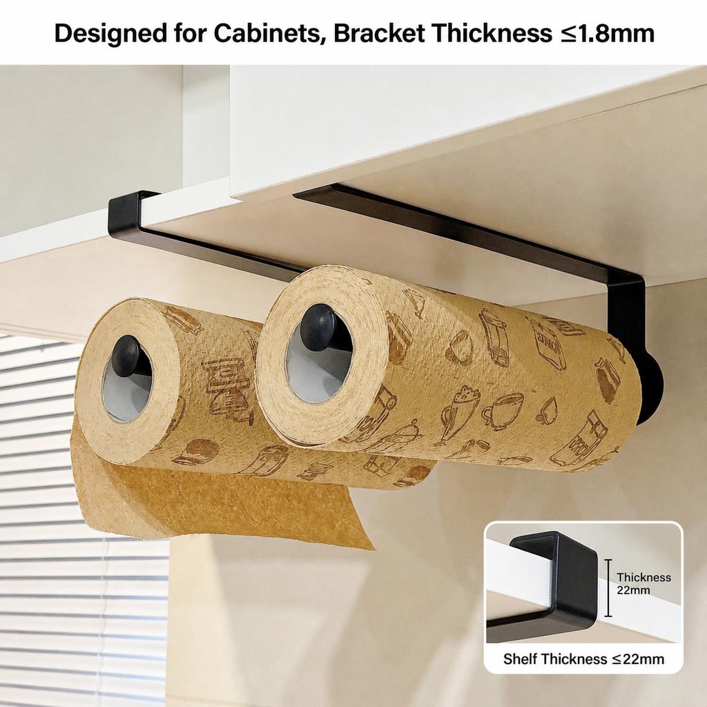 Kitchen Storage Organization Paper Towel Rack Over the Cabinet Kitchen Paper Towel Metal Holder No Drill Metal Space Saving Tool