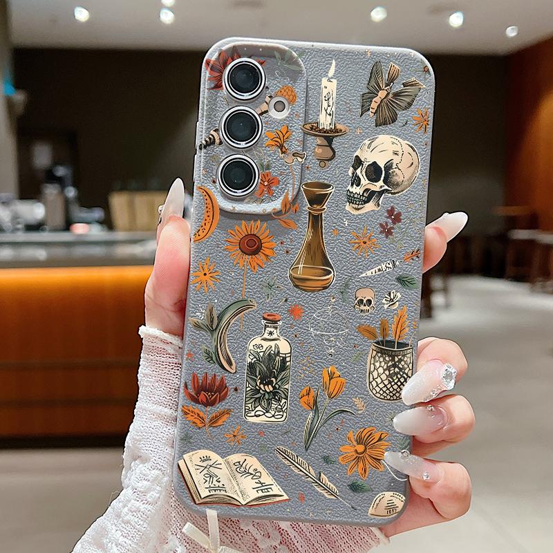 Lettered Skull Pattern Case For Samsung A18 A57 A37 A17 A56 A36 A26 A16 A55 A35 A25 A15 A54 S21 FE S22 S23 S24 Plus S25 S26 Ultra Silicone Cover