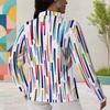 Women Plus Size Long Sleeve Collared Button Front Colorful Striped Print Shirt