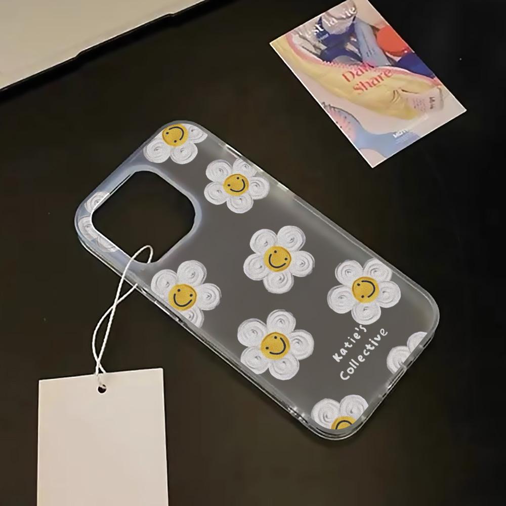 Coques de téléphone portable pour iPhone 11 13 15 Pro Max 12 14 Pro Max Coque iPhone 16 15 Plus 13 Pro 12 Texture givrée Fleurs de dessin animé peintes
