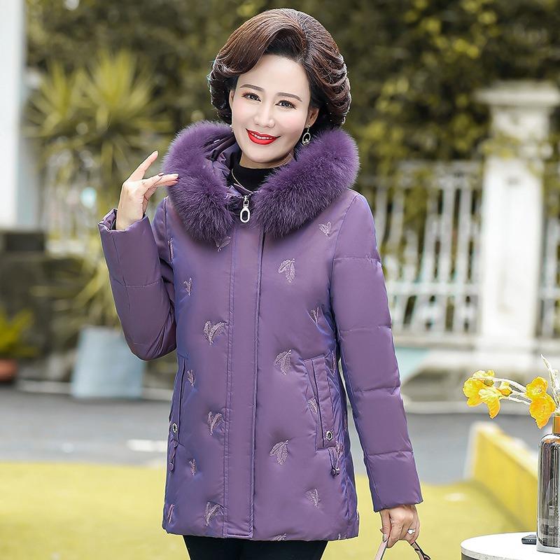 Noble Mother Down Jacket In Women's Winter Clothes Thickened Top In the Elderly Autumn and Winter Forty or Fifty Year Old Coat