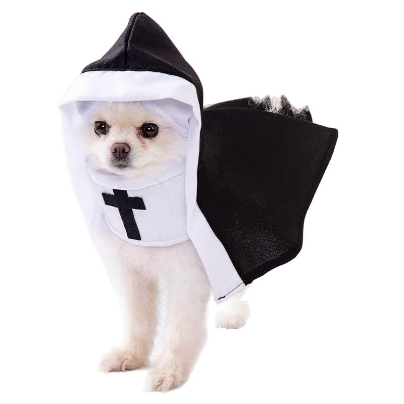 Halloween Nun Costume for Cats and Dogs - Pet Dress-up Photography Prop