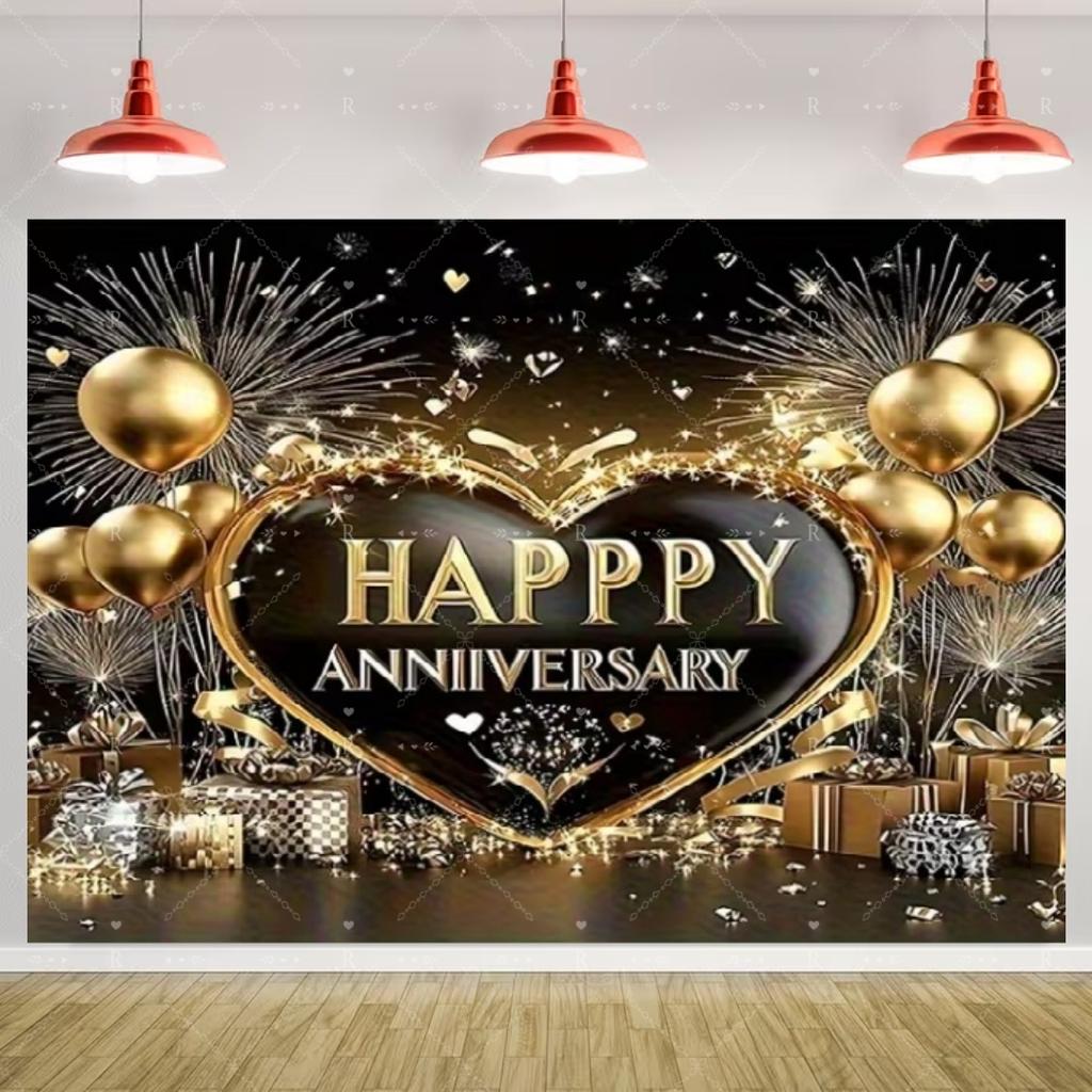Sfondo a Tema Anniversario Coppia Matrimonio Amicizia Festa di Anniversario Articoli Decorativi Palloncino Banner Rosa Oro