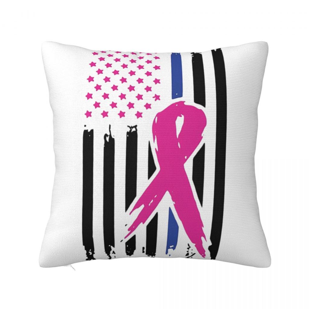 Breast Cancer Awareness Ribbon Pillow Case Cushion Covers Fashion Zipper Decor Pillowcase for Car 4040cm