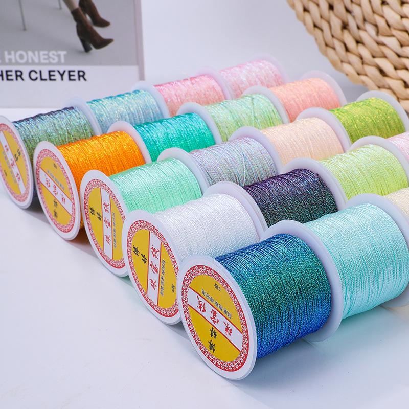 Handmade Red Lanyard Bracelet with Gold Iridescent Gimp Thread