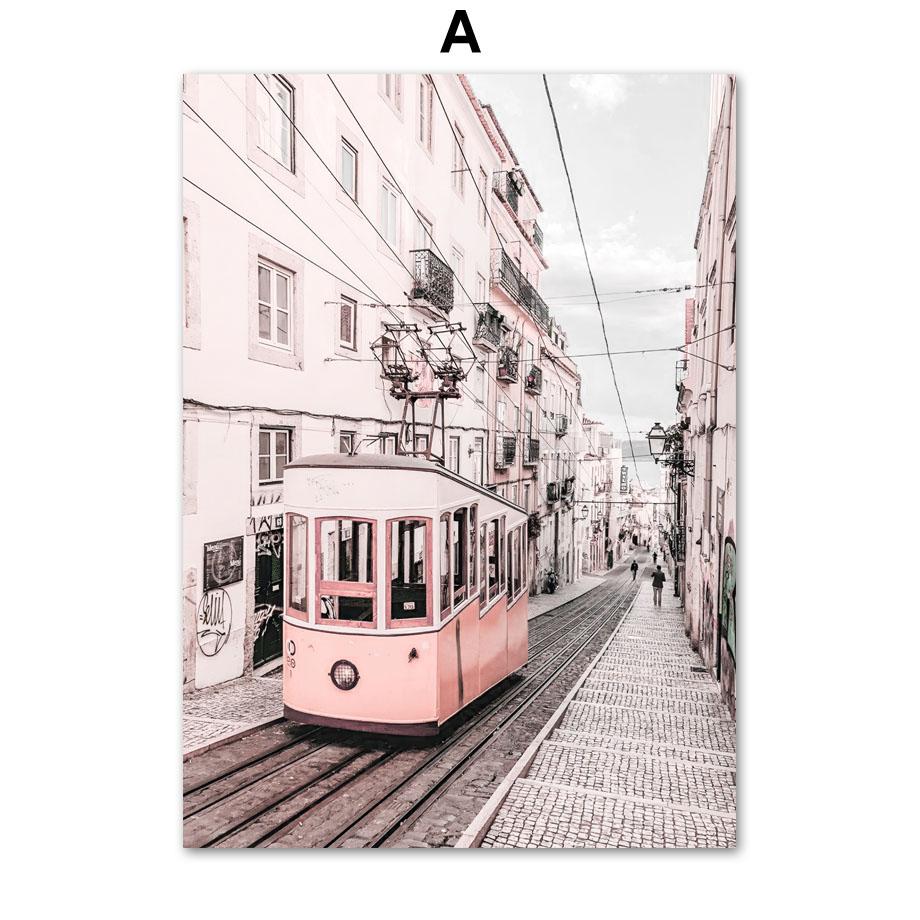 Pink Flower Rose Paris Tower Tram Balloon Wall Art Canvas Painting Nordic Posters And Prints Wall Pictures For Living Room Decor