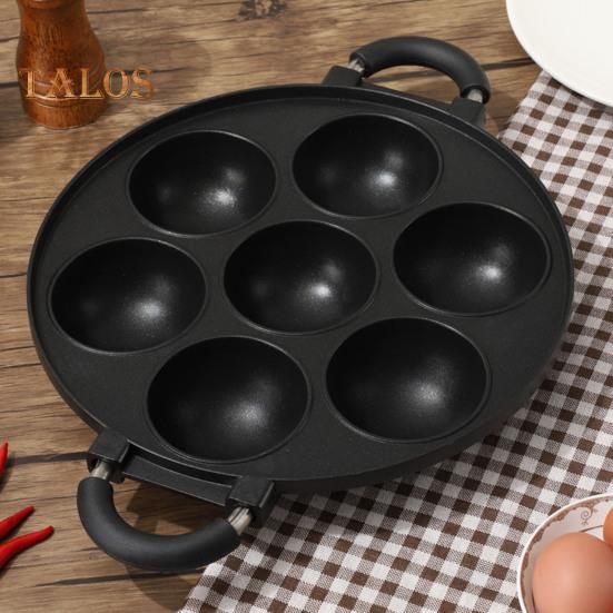 7 Gaats Kook Cake Pan Gladde Omelet Pan Anti-aanbak Koekenpan voor Octopusballen Ontbijt Omelet Maker