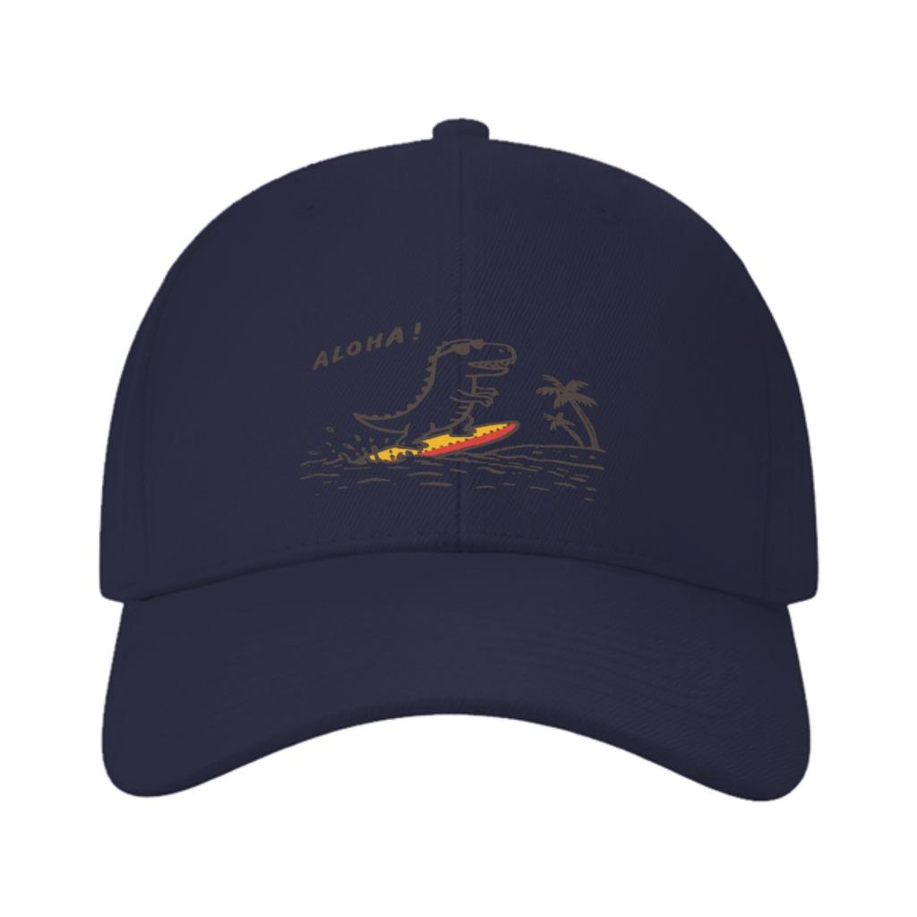 Surfing Dinosaur Aloha Graphic Baseball Cap Cotton Casual Adult Adjustable Hat