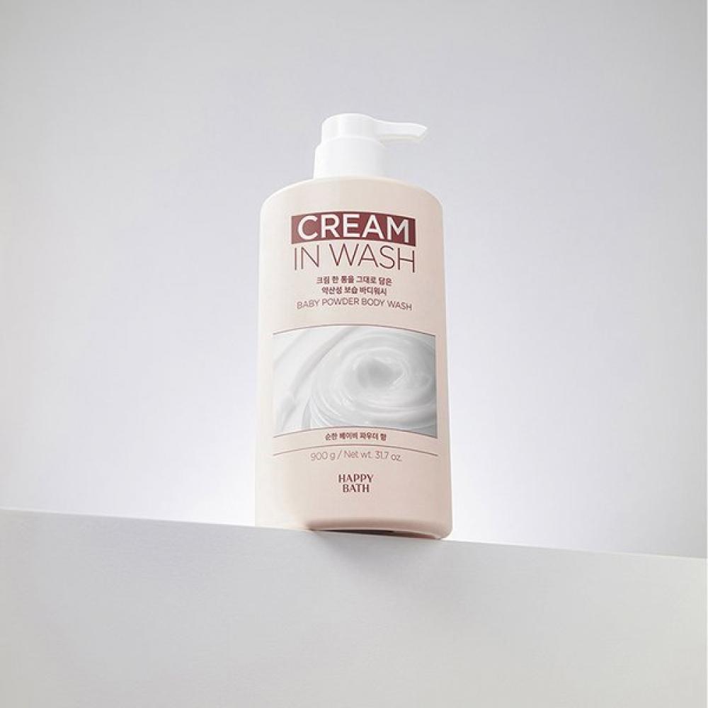 Happy Bath Creamy Wash Baby Powder Body Wash 900g