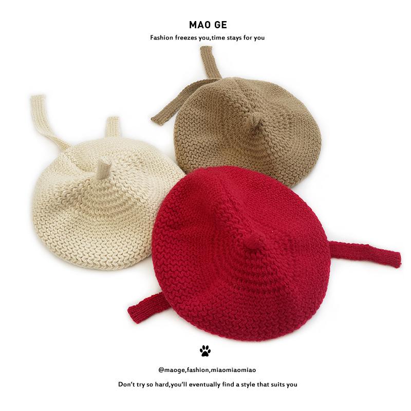 Cat Brother Autumn Winter Children's Cute Braids Beret - Sweet, Stylish Knit Wool Hat for Girls