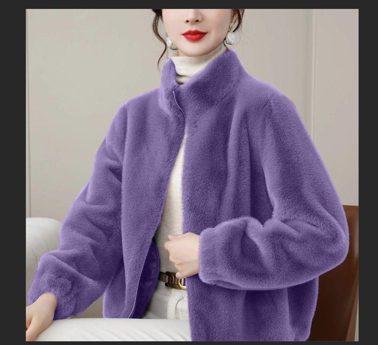 

2024 Merlade Пальто з високоякісного штучного норкового оксамиту: Трендова та універсальна жіноча зимова мода 3XL фіолетовий