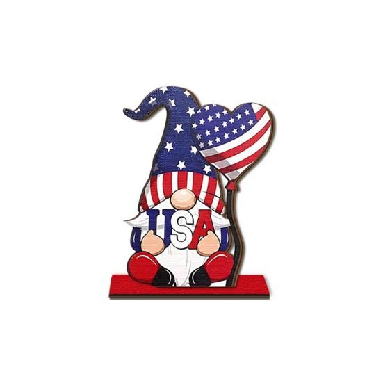 Independence Day Wooden Table Sign, Patriotic Statue of Liberty Gnome Star Freedom Decor, Table Centerpiece for Holiday Party, Fourth of